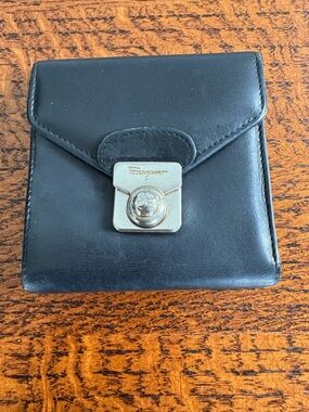 Salvatore Ferragamo Black Leather Wallet with Gancini Logo Hardware
